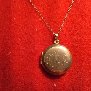 Vintage 12K Gold & 12K Gold-Filled Monogrammed Locket Necklace – Classic Locket